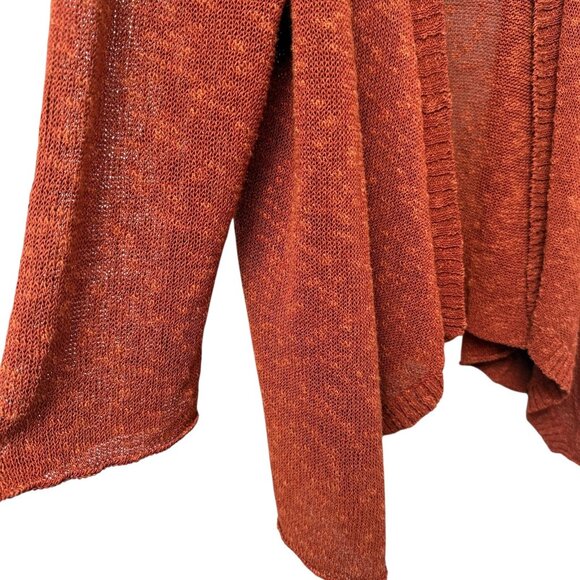 EILEEN FISHER Cardigan Jacket Size XL Linen Blend Knit Rust Womens Open Sweater - Picture 5 of 7